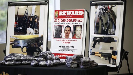 Cartel de las autoridades estadounidenses con la recompensa por Nemesio Oseguera Cervantes, 'El Mencho'