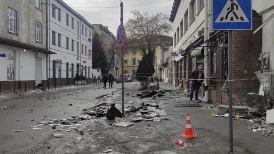 Imagen del lugar donde se ha producido un atentado en Leópolis Imagen del lugar donde se ha producido un atentado en Leópolis