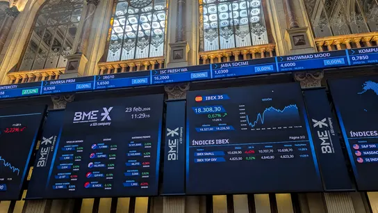 Imagen de este lunes de la Bolsa de Madrid. Imagen de este lunes de la Bolsa de Madrid.