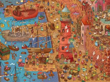 Detalle de 'La Ciudad de la Carpa Bailarina' de Aleksandra Mizielinska y Daniel Mizielinski