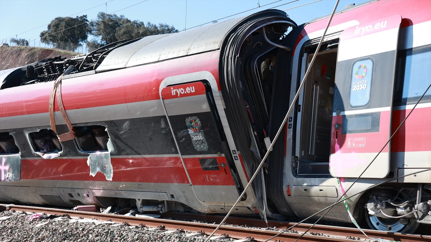 Imagen del tren Iryo accidentado en Adamuz en enero de 2026 Imagen del tren Iryo accidentado en Adamuz en enero de 2026