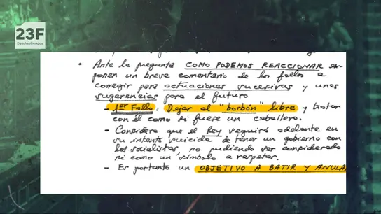 Los golpistas del 23F atribuyeron su fracaso a "dejar al Borbón libre": "Es un objetivo a batir" Los golpistas del 23F atribuyeron su fracaso a "dejar al Borbón libre": "Es un objetivo a batir"