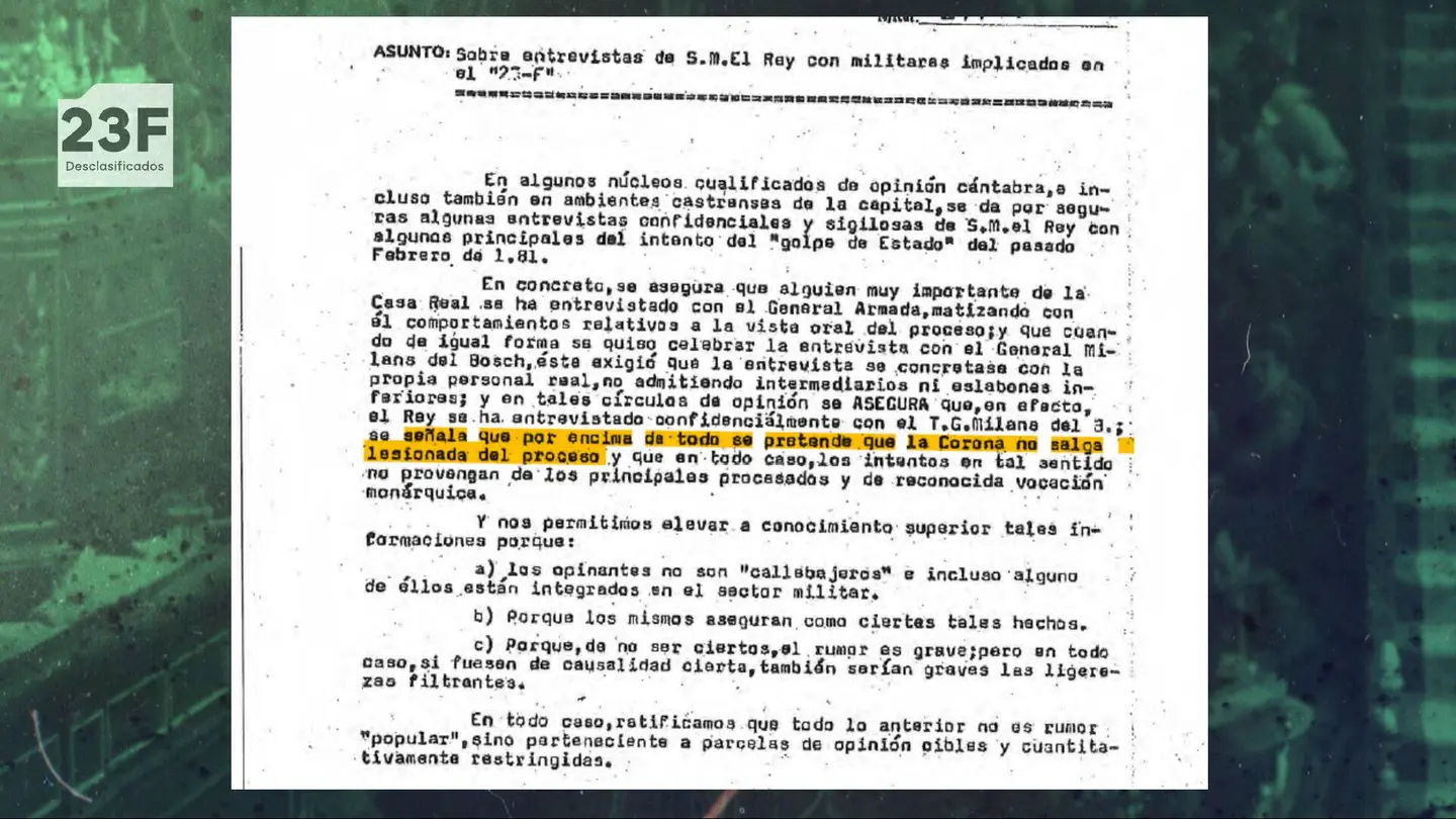 El rey Juan Carlos I se reunió con golpistas del 23F antes del juicio con una petición: "Que la Casa Real no se vea lesionada" El rey Juan Carlos I se reunió con golpistas del 23F antes del juicio con una petición: "Que la Casa Real no se vea lesionada"