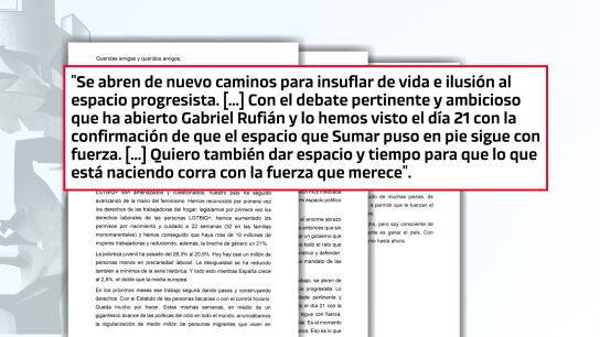 La carta &iacute;ntegra de D&iacute;az con gui&ntilde;o a Rufi&aacute;n: "Se abren caminos para insuflar de vida e ilusi&oacute;n al espacio progresista"