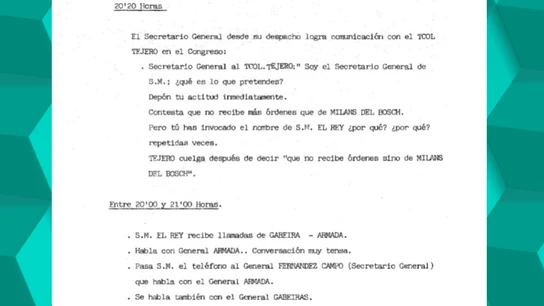 Casa Real llegó a hablar con Tejero la noche del 23F: "Tú has invocado el nombre de su majestad el rey ¿por qué? ¿por qué?" Casa Real llegó a hablar con Tejero la noche del 23F: "Tú has invocado el nombre de su majestad el rey ¿por qué? ¿por qué?"