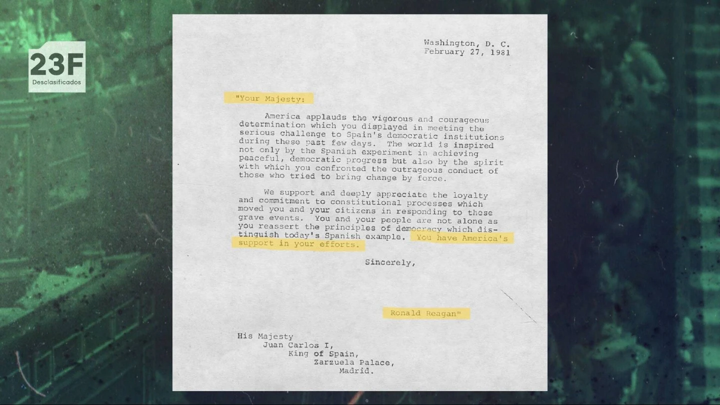 La carta de Ronald Reagan al rey Juan Carlos I tras el intento de golpe de Estado La carta de Ronald Reagan al rey Juan Carlos I tras el intento de golpe de Estado