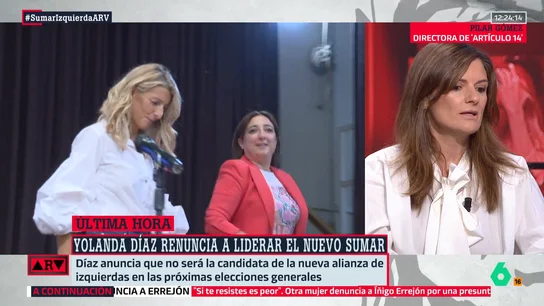 Pilar Gómez ve como "mala noticia" la renuncia de Yolanda Díaz a liderar el nuevo Sumar: "Muchos avances sociales se han aprobado porque ha presionado al PSOE" Pilar Gómez ve como "mala noticia" la renuncia de Yolanda Díaz a liderar el nuevo Sumar: "Muchos avances sociales se han aprobado porque ha presionado al PSOE"
