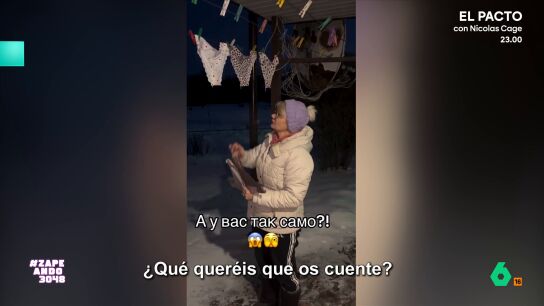 "Hagas lo que hagas, no tiendas al fresco las bragas". As&iacute; queda el refr&aacute;n en Ucrania, seg&uacute;n Cristina Pedroche, tras ver c&oacute;mo una mujer recoge su colada convertida en "frisbis" despu&eacute;s de someterla a las bajas temperaturas del pa&iacute;s.