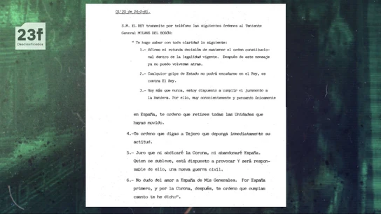 Documentos del 23F: Juan Carlos I, a Milans del Bosch Documentos del 23F: Juan Carlos I, a Milans del Bosch