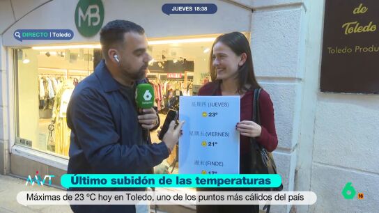 Desde Toledo, hoy uno de los puntos m&aacute;s c&aacute;lidos del pa&iacute;s, Javier Bastida adelanta un fin de semana de buen tiempo, aunque con una ligera bajada de temperaturas, y de paso nos ense&ntilde;a a decir 'jueves', 'viernes' y 'fin de semana' en chino.