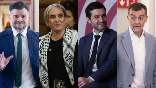 Gabriel Rufi&aacute;n, Ada Colau, Pablo Bustinduy y Antonio Ma&iacute;llo