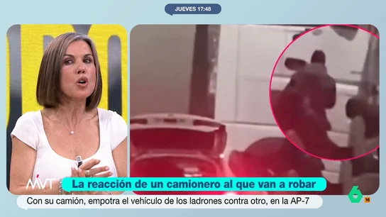 Beatriz de Vicente advierte, tras ver el violento robo a un camionero: "Tienen un perfil muy peligroso, van a por todas" Un camionero intentó evitar que un grupo de ladrones robara la carga de su camión empotrándose contra la furgoneta de los cacos. La escena fue grabada por otros transportistas.