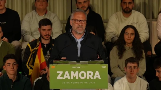 El candidato de Vox a la Presidencia de la Junta, Carlos Pollán, durante un acto en Zamora El candidato de Vox a la Presidencia de la Junta, Carlos Pollán, durante un acto en Zamora