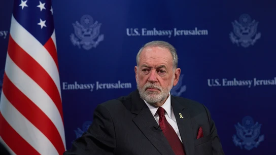 El embajador de Estados Unidos en Israel, Mike Huckabee, durante una entrevista en Jerusalén El embajador de Estados Unidos en Israel, Mike Huckabee, durante una entrevista en Jerusalén