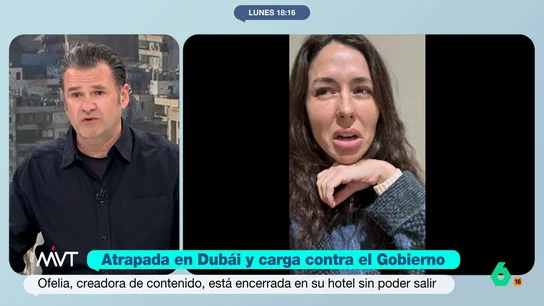 Iñaki López responde a Ofelia, creadora de contenido: "Nuestros impuestos pagan tratamientos de cáncer, autopistas, colegios..." Ofelia, creadora de contenido y atrapada en Dubái por el conflicto en Irán, denunciaba la falta de información en sus redes sociales, donde animaba a los españoles a dejar de pagar impuestos. En este vídeo, Iñaki López le responde.