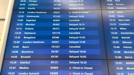 Imagen de los vuelos cancelados de Oriente Medio