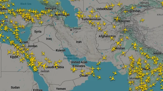Espacio aéreo, sin aviones, sobre Irán, Irak, Kuwait, Emiratos Árabes... Espacio aéreo, sin aviones, sobre Irán, Irak, Kuwait, Emiratos Árabes...