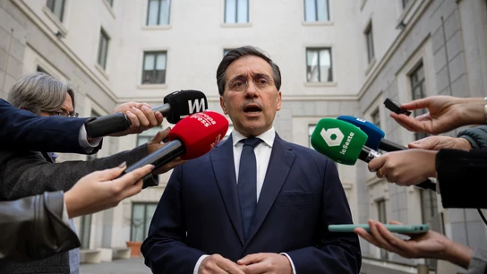 El ministro de Asuntos Exteriores, Unión Europea y Cooperación, José Manuel Albares, atiende a los medios en la presentación del III Plan Nacional de Acción Mujeres, Paz y Seguridad El ministro de Asuntos Exteriores, Unión Europea y Cooperación, José Manuel Albares, atiende a los medios en la presentación del III Plan Nacional de Acción Mujeres, Paz y Seguridad