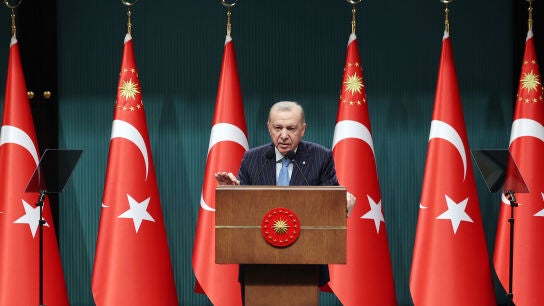 El presidente de Turqu&iacute;a, Recep Tayyip Erdogan, durante una rueda de prensa en una imagen de archivo