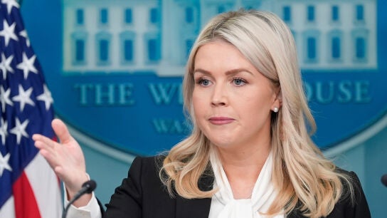 La portavoz de la Casa Blanca, Karoline Leavitt, este mi&eacute;rcoles en una rueda de prensa