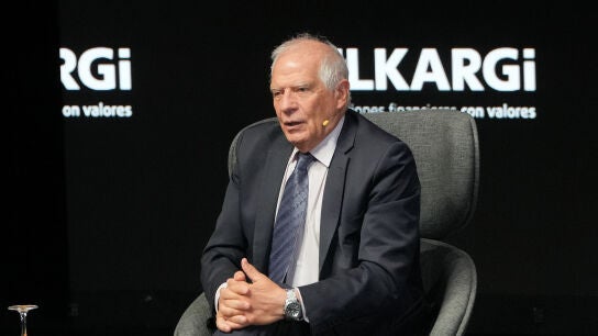 El exministro de Asuntos Exteriores, Josep Borrell, este mi&eacute;rcoles en un foro empresarial en San Sebasti&aacute;n. 