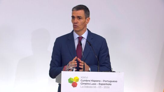El presidente del Gobierno, Pedro S&aacute;nchez, comparece durante la Cumbre Hispano-Portuguesa
