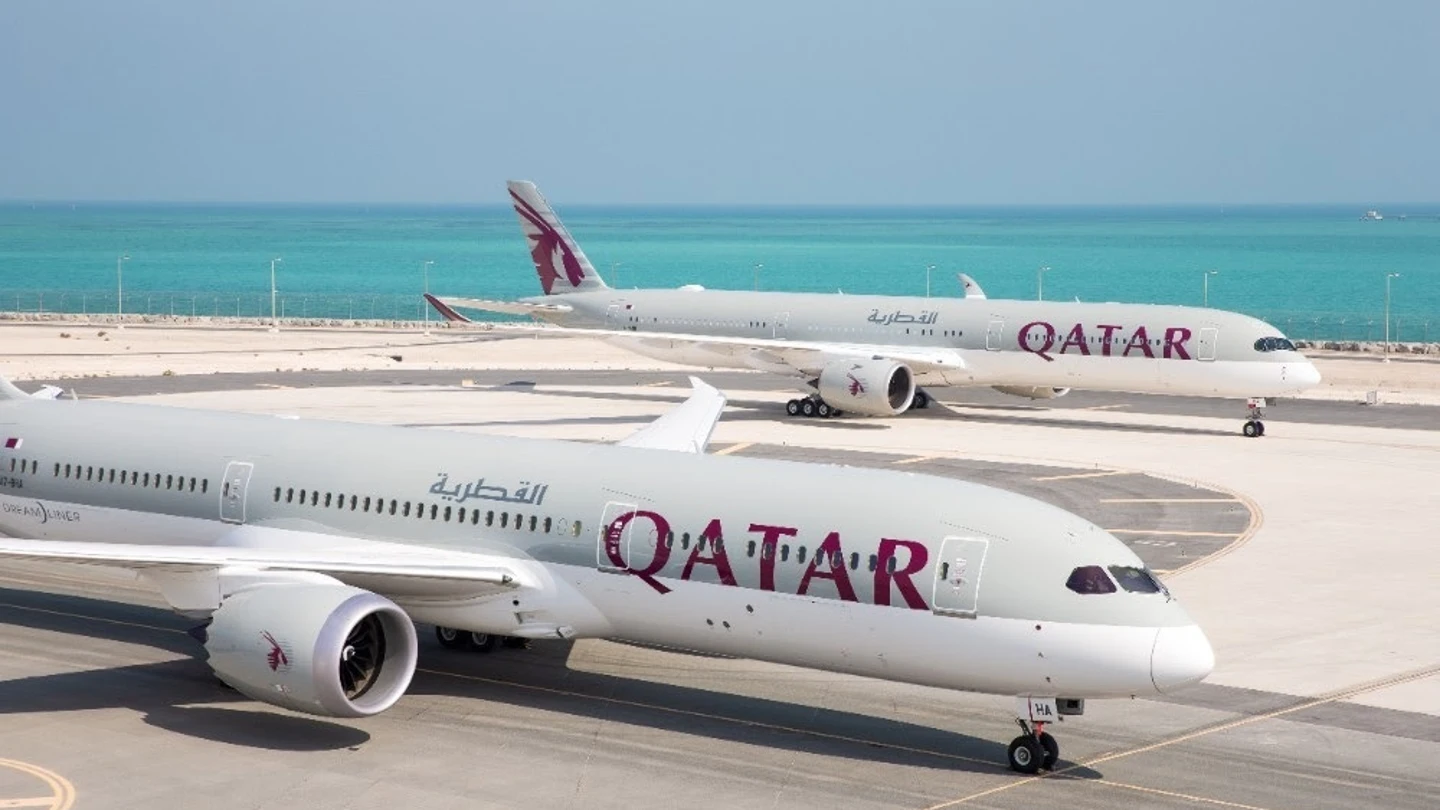 Imagen de archivo de aviones de Qatar Airways Imagen de archivo de aviones de Qatar Airways