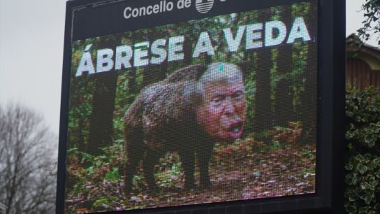 Pantallas contra Trump en Oleiros, A Coru&ntilde;a.