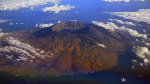 Imagen aérea de la isla de Fogo, en Cabo Verde Imagen aérea de la isla de Fogo, en Cabo Verde