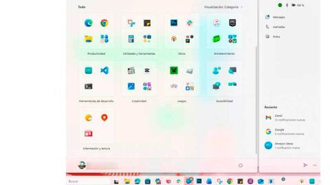 Así es la nueva barra de inicio de Windows