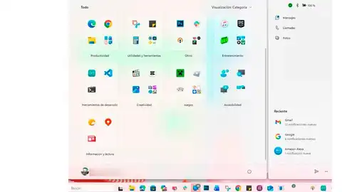 Así es la nueva barra de inicio de Windows Así es la nueva barra de inicio de Windows