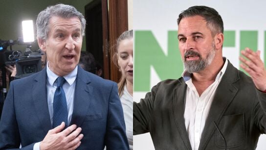 Alberto N&uacute;&ntilde;ez Feij&oacute;o (PP) y Santiago Abascal (Vox)