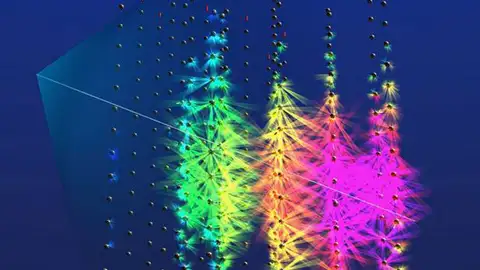 Visualización del 'neutrino' de ultra alta energía que se detectó en el Mediterráneo en 2023 Visualización del 'neutrino' de ultra alta energía que se detectó en el Mediterráneo en 2023