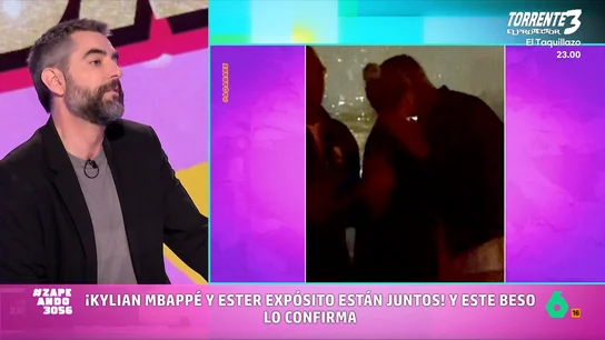 Dani Mateo pide el 'VAR' en la foto del 'beso' de Mbappé y Ester Expósito Zapeando analiza las imágenes que confirmaría que Mbappé y Ester Expósito estarían saliendo. Un fin de semana en París donde, según Quique Peinado, el futbolista "dijo que iba al médico y en realidad iba a jugar a los médicos".