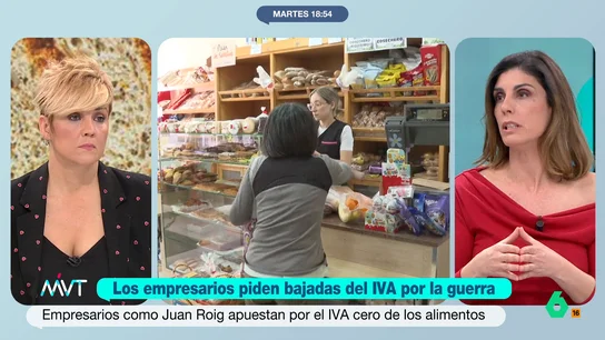 Raquel Ejerique pide al Congreso que "vaya a hacer la compra": "Sin guerra de Irán, comer en nuestro país ya era insostenible" Raquel Ejerique responde a los empresarios, que ante la guerra en Irán piden bajar el IVA de los alimentos y les recuerda que las ayudas a familias vulnerables o por la subida del carburante "sale precisamente de una caja de impuestos".