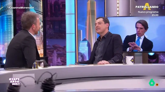 Juanma Moreno cuenta en 'El Hormiguero' la anécdota que vivió con Aznar: "Se me cortó el cuerpo" El presidente de la Junta de Andalucía ha explicado en el programa de Pablo Motos que cuando Aznar era presidente del Gobierno coincidió en un congreso con él. Este decidió encomendarle una misión.