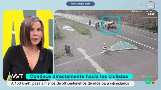 Beatriz de Vicente, sobre el conductor que intimidó a varios ciclistas: "Puede enfrentarse a cinco años de prisión" El conductor, de solo 21 años, discutió con los ciclistas. Después, decidió dar la vuelta y conducir a 150 kilómetros por hora cerca del pelotón, llegado a ponerse, incluso, a 50 centímetros de uno de ellos.