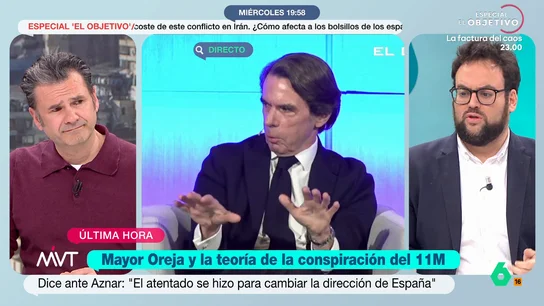 Iñaki López: "Aznar es un mentiroso patológico, pero Mayor Oreja es uno de los tipos más conspiranoicos con el 11M" Hoy, cuando se cumplen 21 años de los atentados del 11M, Jaime Mayor Oreja sigue sosteniendo que tras ellos había una intención de "cambiar la dirección política de España". La reacción de Iñaki López, en este vídeo.