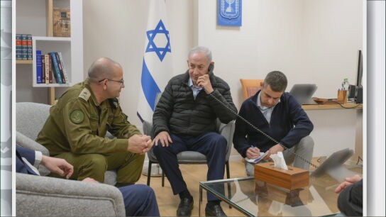 Imagen de Netanyahu dando la orden de matar al secretario del Consejo Supremo de Seguridad Nacional de Ir&aacute;n, Al&iacute; Lariyani