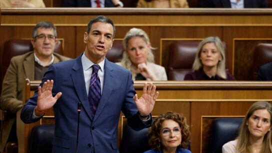 El presidente de Gobierno, Pedro S&aacute;nchez, durante su intervenci&oacute;n en la sesi&oacute;n de control/ EFE/ Mariscal