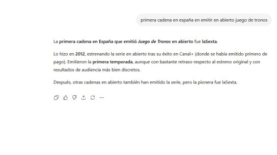 Respuesta de ChatGPT a una respuesta planteada por laSexta