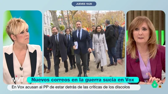 Mayte Alcaraz, sobre Vox: "Por el agujerito vemos mezquindades donde el interés por los ciudadanos brilla por su ausencia" Mayte Alcaraz reflexiona en este vídeo sobre la escalada en la guerra interna de Vox, con acusaciones de irregularidades financieras, lo que según la periodista "demuestra que hay muchas cosas que ocultar".