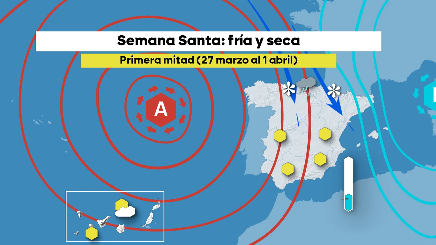 ¿Qué tiempo va a hacer en Semana Santa? Primero sol y frío para dar paso a la incertidumbre por la posibilidad de lluvias ¿Qué tiempo va a hacer en Semana Santa? Primero sol y frío para dar paso a la incertidumbre por la posibilidad de lluvias