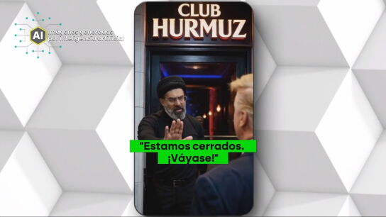 Imágenes generadas por IA que muestran a Mojtaba Jamenei, el nuevo líder supremo de Irán, prohibiendo el paso a Trump.