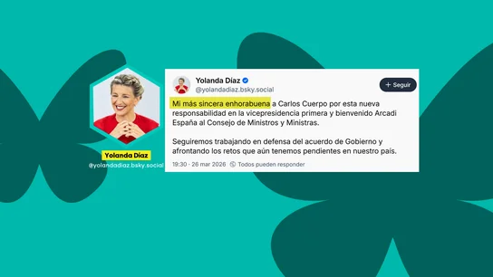 Yolanda Díaz felicita a Carlos Cuerpo por su nombramiento como vicepresidente primero Yolanda Díaz felicita a Carlos Cuerpo por su nombramiento como vicepresidente primero