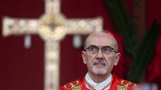 El cardenal Pierbattista Pizzaballa oficia una misa en la Iglesia de Todas las Naciones para conmemorar el Domingo de Ramos tras la cancelaci&oacute;n de la procesi&oacute;n del Domingo de Ramos desde el Monte de los Olivos.
