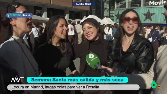El reportero se ha trasladado hasta las inmediaciones del Movistar Arena para charlar con los fans de la cantante. Este lunes se celebra el primero de los cuatro conciertos que Rosal&iacute;a celebrar&aacute; en Madrid. 