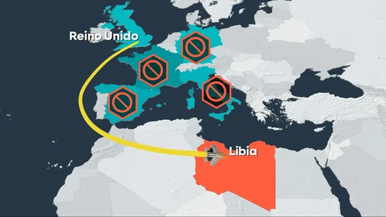 La ruta que tenía que hacer EEUU para llegar a Libia tras el cierre del espacio aéreo La ruta que tenía que hacer EEUU para llegar a Libia tras el cierre del espacio aéreo