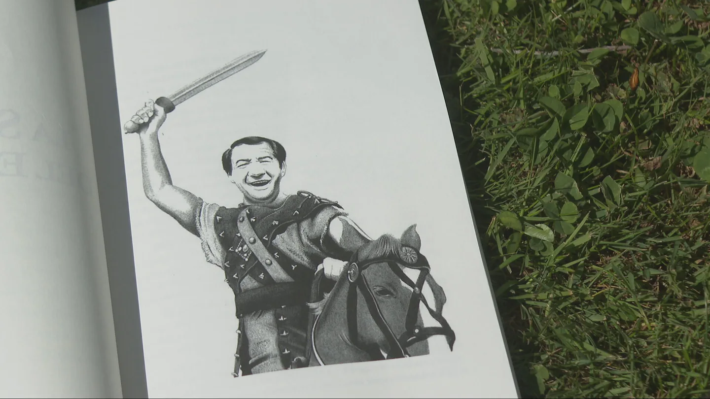 juanito valderrama caracterizado como espartaco ilustración de óscar cerdán para su libro la historia del cine jamás contada