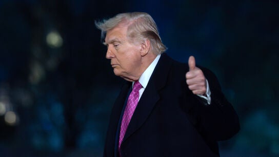 Donald Trump tras aterrizar en Washington